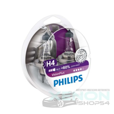 Галогеновые лампы Philips H4 Vision Plus +60% - 12342VPS2