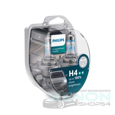 Галогеновые лампы Philips X-tremeVision Pro H4 +150% - 12342XVPS2