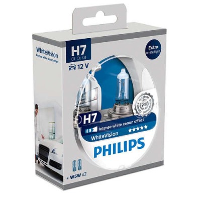 Галогеновые лампы Philips H7 WhiteVision +60% - 12972WHVSM